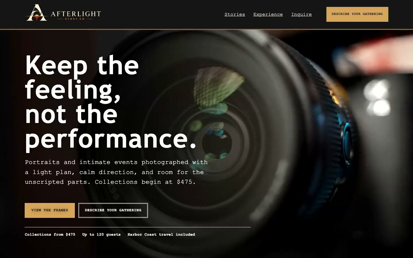 Afterlight Story Co. desktop website viewport