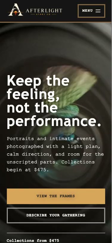 Afterlight Story Co. mobile website viewport