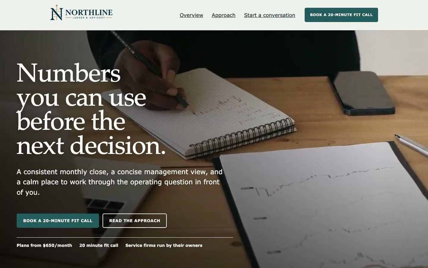 Northline Ledger & Advisory desktop website viewport